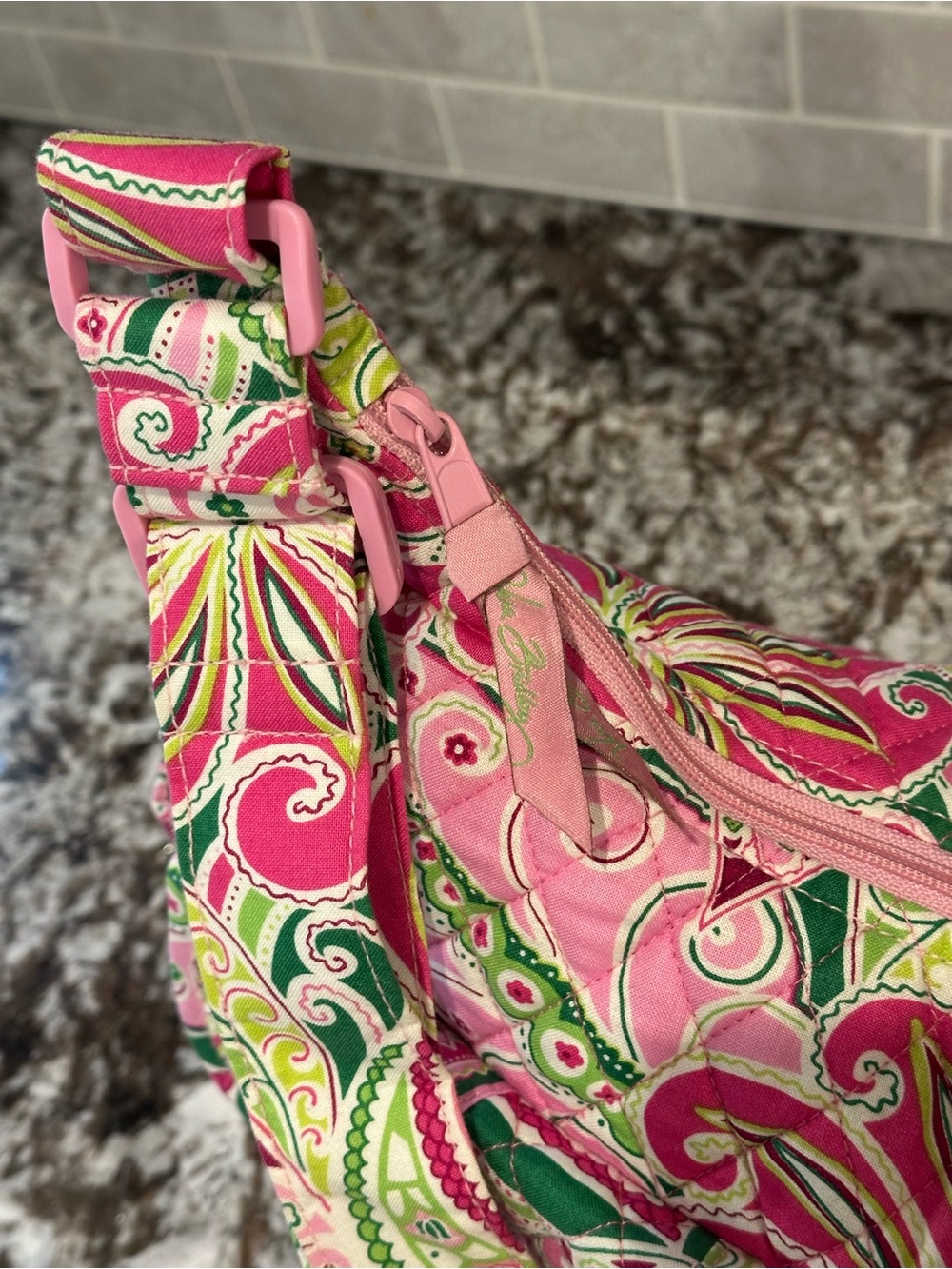 Vera Bradley Retired Pinwheel Pink Cargo Sling Bag Adjustable Shoulder Strap - Picture 9 of 14
